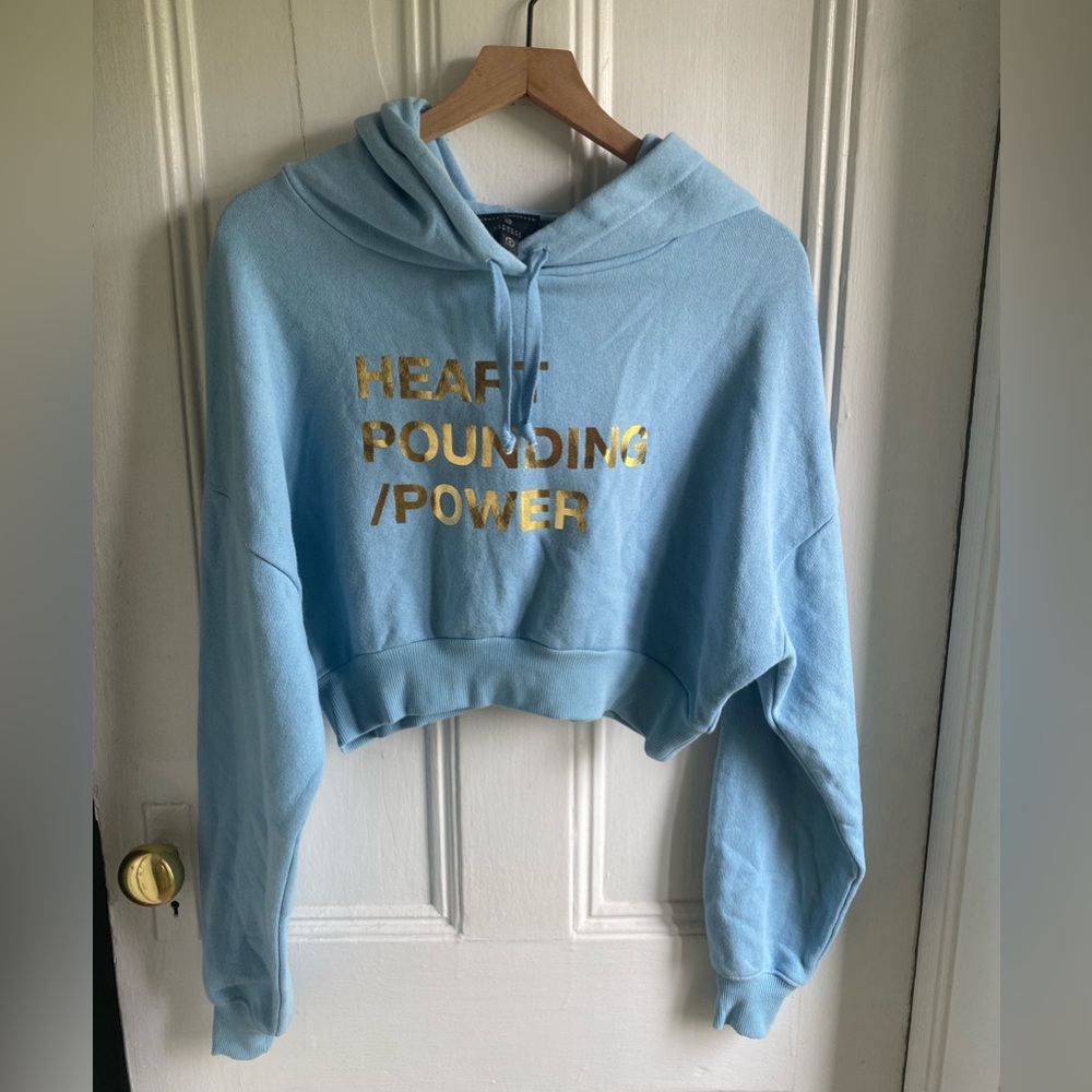 NWOT Tracy Anderson Heart Pounding Cotton Crop Hoodie Sz S - Picture 2 of 8
